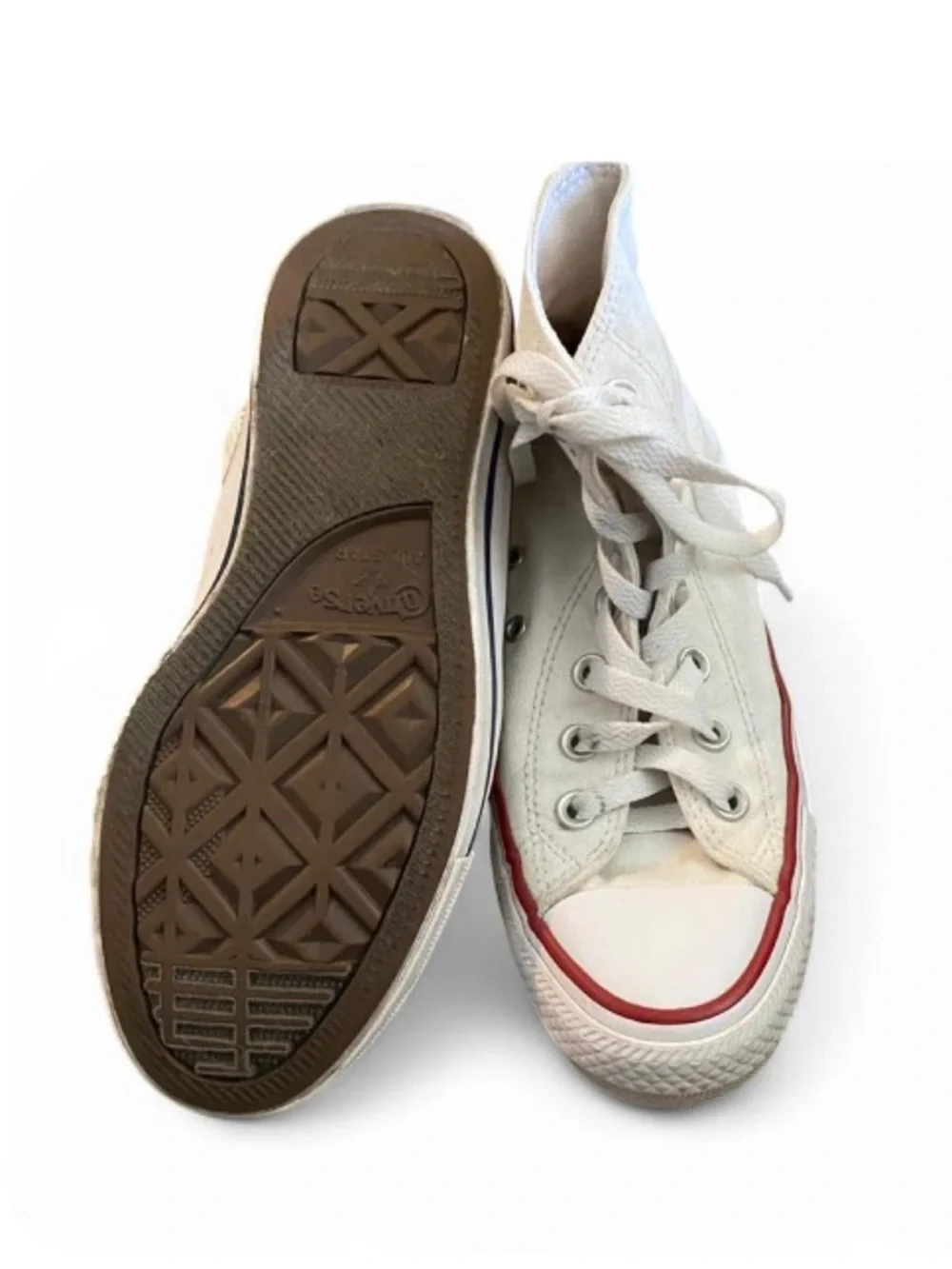 Converse Kids White High-Top Sneakers with Red Trim - Picture 3 of 3